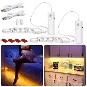 lot 12076 image: WOBANE Rechargeable Motion Sensor Strip Light, LED Closet Lights,Upgraded Battery Operated LED Strip Light for Wardrobe,Stair,Pantry,Cupboard,Bed,Locker,2700K Warmwhite,6.56ft,2 Pack