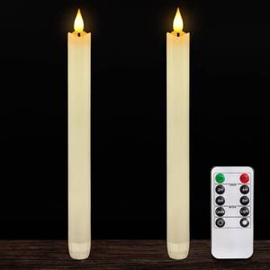 lot 12078 image: Homemory 2 Pcs Real Wax Made Flameless Taper Candles with Remote and Timer, 9.6 Ivory Battery Operated Candle Stick Flickering, Led Taper Candles with Lifelike Flame for Indoor Home Decor