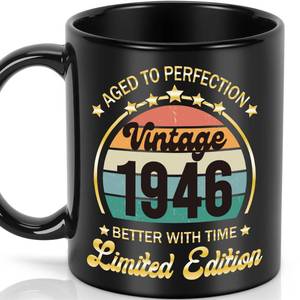 lot 12087 image: LEJIAJINW 80th Birthday Gifts for Men Women - Gifts for 80 Year Old Woman Man 80th Birthday Gift for Him - Vintage 1946 Coffee Mug Gift for Grandpa, Grandma, Turning Eighty Present Born in 1946 Mugs
