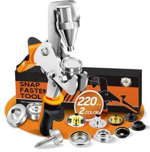lot 12088 image: Snap Fastener Tool, Snap Kit with Tool, Canvas Snap Tool with 220 pcs Boat Cover Snaps, Repair and Replace Snaps DIY Leather, Sewing, Tarps, Fabric