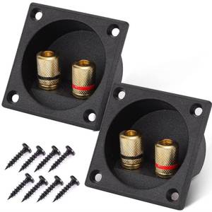 lot 12095 image: Facmogu 2PCS 2.2 Inch Square 2-Way Speaker Box Terminal Cup with Banana Plugs, Screw Type Binding Post Subwoofer Box Speaker Terminal Plates for DIY Home Car Stereo Subwoofer