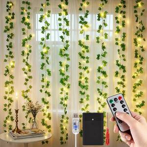lot 12100 image: DomeStar Vines with Light for Bedroom, 300 LED Fairy Lights with Vines, Curtain String Lights with Remote for Dorm, Wedding, Party, Valentines Wall Ambient Decor