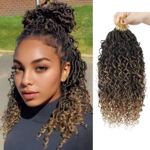 lot 12101 image: Sosihua Goddess locs crochet hair, 9 packs soft boho faux locs with curly ends bohemian crochet dreads for black women(14Inch,#T27)
