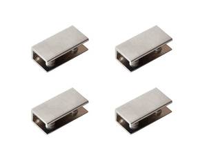 lot 12432 image: Glass Shelf Brackets Rectangular Shelf Clips Metal Clamps Brushed Nickel Wall Mounted Adjustable 6-10mm for Acrylic Wood (Set of 4)