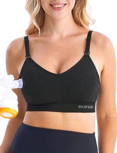 lot 12438 image: HOFISH Hands Free Pumping Bra, Nursing & Breastfeeding Bra in One,Supportive Breast Pump Bra for All-Day Wear 1Pack Black XL