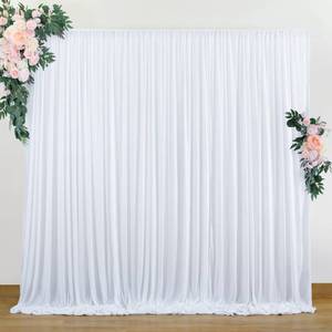lot 12444 image: 10 ft x 10 ft Wrinkle Free White Backdrop Curtains for Wedding Parties, Polyester Photography Backdrop Drapes for Birthday Parties Stage Backdrop Stand, 2 Panels 5x10FT Background Curtains