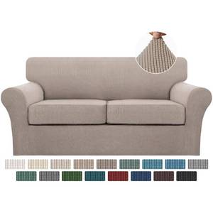 lot 13577 image: Turquoize 3 Piece Sofa Covers for 2 Cushion Couch Sofa Slipcover Soft Couch Cover for Dogs-Washable Sofa Furniture Covers with 2 Individual Cushion Covers (2 Cushion Sofa, Sand)