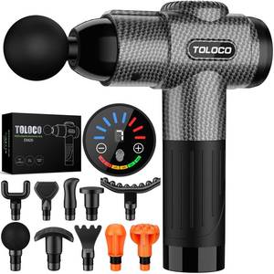 lot 13589 image: TOLOCO Massage Gun, Deep Tissue Back Massage for Athletes for Pain Relief, Percussion Massager with 10 Massages Heads & Silent Brushless Motor, Valentines Day Gifts for Him Her, Carbon