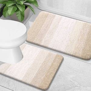 lot 13593 image: OLANLY Bathroom Rug Set 2 Piece, Soft Absorbent Microfiber Bath Mats and U-Shaped Contour Toilet Rug, Non-Slip, Machine Wash Dry, Plush Shaggy Bath Mats for Bathroom (30x2024x20, Light Beige)