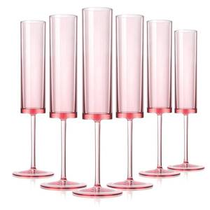 lot 13600 image: 6 Pieces Acrylic Pink Champagne Flutes 5.4 OZ Square Champagne Glasses Stemmed Coupes Reusable Wedding Toasting Glasses Rose Bride Wine Glasses For Birthday Party Wedding Anniversary Christmas