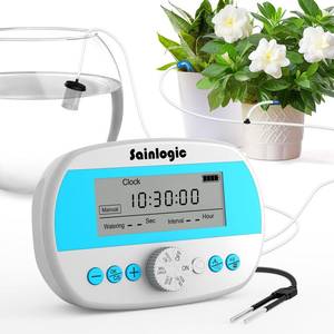 lot 13602 image: Sainlogic Automatic Plant Waterer for 15 Potted Plants, Smart Self Watering System with Humidity Monitor Display��Deep Root Irrigation, IP64 Programmable Timer for Vacation, Travel, Indoor Garden