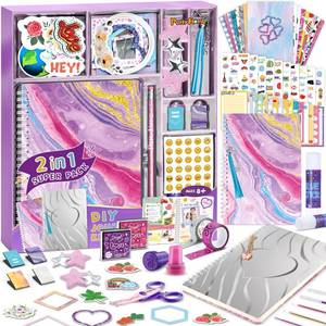 lot 13626 image: PERRYHOME 2-Pack DIY Journal Kit for Girls - 200Pcs Journal Set for Tween & Teen Girls, Easter Basket Stuffers, Journaling Art & Crafts Kits, Birthday Gifts for 8 9 10 11 12 13 14 Year Old Girl