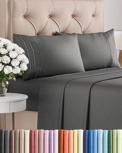 lot 13639 image: Queen Size 4 Piece Sheet Set - Comfy Breathable & Cooling Bed Sheets Set - Hotel Luxury Bedding for Women, Men, Kids, Teens, Boys & Girls - Deep Pockets, Ultra-Soft, Wrinkle Free - Oeko-Tex - Charcoal