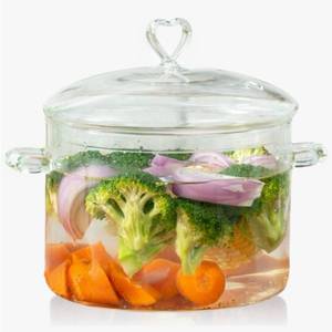 lot 13640 image: 4L Glass Cooking Pot with Heart-shaped Lid, 4.2Qt4000ml, Glass Potpourri Pot, High Thermal Conductivity Reduces Energy Use, Dishwasher Oven Gas Electric Stove Safe,for Potpourri,Soups,Pasta