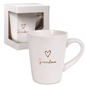 lot 14220 image: Pavilion Grandma Coffee Mug - Stoneware Coffee Cups for Grandmothers with Heart Tag - Ideal for Daily Use with Grandma Text Design - Microwave & Dishwasher Compatible - Cream, 15 oz