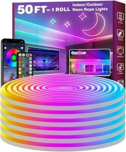 lot 14366 image: FBZ 50Ft Led Rope Lights, Flexible Neon Lights Control with AppRemote, Multiple Modes, IP65 Outdoor RGB Waterproof, Music Sync Gaming Light Strip for Bedroom Decor