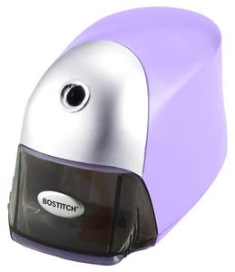 lot 14367 image: Bostitch Office QuietSharp Executive Heavy Duty Electric Pencil Sharpener for 65% Faster Sharpening and 6X Longer Cutter Life - Colored Pencil Compatible, Purple (used)