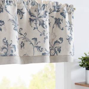 lot 14377 image: jinchan Linen Valance Curtain Farmhouse Window Decor Floral Print for Kitchen Living Room Double Layer Blackout Valance 16 Inches Rustic Window Treatment 1 Panel Rod Pocket Blue on Beige