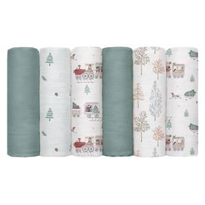 lot 14381 image: GLLQUEN BABY Receiving Blanket Boy Cotton Muslin Swaddle Blankets Girl Newborn Squares Breathable & Soft Thin Baby Blankets Cloths Double Absorbent Infant Swaddling Wrap - 6 Pack (Pine Tree & Train)