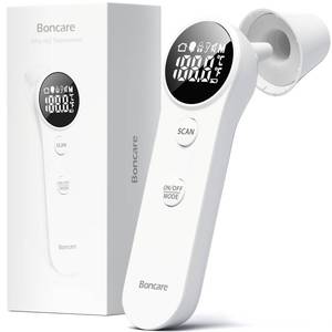lot 14393 image: Boncare Ear and Forehead Thermometer, 2X Accuracy Infrared Digital Thermometer for Adults and Kids, 1 Second Reading, No Touch Baby with Fever Alarm