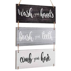 lot 14418 image: Jetec Farmhouse Bathroom Wall Decor Bath Rules Wall Art Sign Family Hanging Funny Wooden Hanging Sign Rustic Wood Decor for Home Bedroom Outdoor(Simple Pattern,Black, White, Gray)