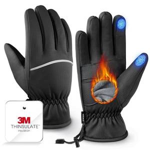 lot 14423 image: Winter Gloves Men Women Made with 3M Insulation & Plush Lining, -10°F Windproof & Water-Resistant Snow Gloves for Cold Weather, Ski Glove with Reflective Strips & Touchscreen Fingers for Running