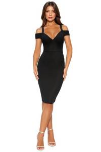 lot 14437 image: Hybrid & Company Womens Sexy V Neck Stretchy Bodycon Party Bandage Dress DRBD420 Black M