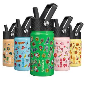 lot 14455 image: BJPKPK Insulated Water Bottle with Straw Lid, 15 oz Stainless Steel Metal Water Bottles, Reusable Leak Proof BPA Free Water Bottles, Cups, Thermo, Game