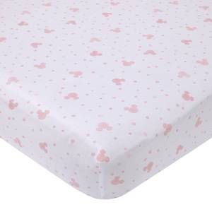 lot 14460 image: Disney Minnie Mouse Lovely Little Lady Pink and White Minnie Icon and Polka Dot Fitted Crib Sheet
