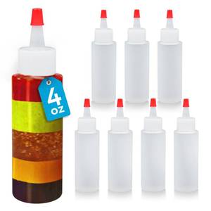 lot 14461 image: IMPRESA Plastic Squeeze Bottles - 4 Oz, Pack of 8, Clear - Mini Squeeze Bottles for Sauces, Condiments, Dressings, Camping & Travel - Cookie Decorating Supplies - Pancake Art Kit
