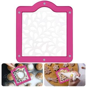 lot 14473 image: Magnetic Acrylic Cookie Stencil Holder,Cookie Stencil Frame Stencils for Royal Icing,Magnetic Template Frame for Cooking Cake Coffee Dessert Decoration Supplies (Pink Square-6.7  6.1 in)