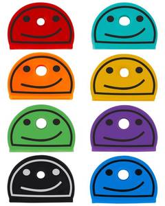 lot 14491 image: Uniclife 24 Pcs 1 Inch Smiley Face Key Cap Covers, Identifiers & Organizers, Painted Vinyl, 8 Colors