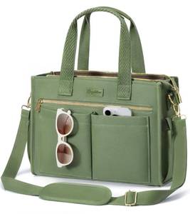 lot 14494 image: Canvas Tote Bag for Women, 15-Pocket Large Crossbody Purse Shoulder Satchel Handbag Bible Laptop Bag Zipper Bookbag for Teacher Nurse Work Travel College Everyday