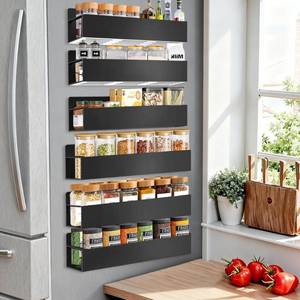 lot 15518 image: SMRCAD Magnetic Spice Rack Organizer for Fridge Seasoning Organizer for Kitchen storage with Screw Magnetic Shelf with Hook for Refrigerator and Oven (6pack-Black)