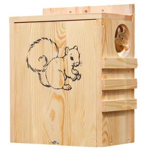 lot 15519 image: Wooden Squirrel House for Outside, Large Nesting Box for Squirrels, Chipmunks and Small Animals