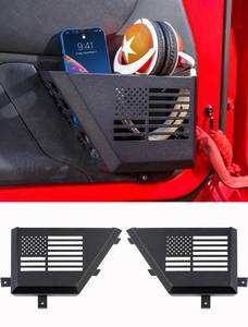 lot 16486 image: Savadicar Metal Front Door Pockets Compatible with 2011-2018 Jeep Wrangler JK JKU, Door Storage Accessories for Replace Sagging Nets, 2 PCs