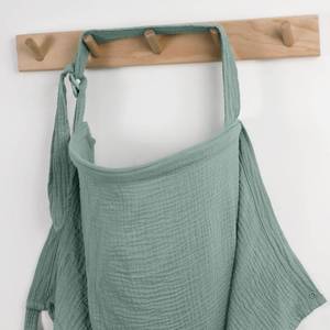 lot 16489 image: Blissful Diary Muslin Nursing Cover for Breastfeeding, Breathable Breastfeeding Cover up with Arch Neckline for Women, Nursing Apron (Roman Green)
