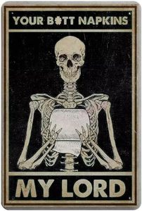 lot 16492 image: Skull Retro Metal Tin Sign Skull Toilet Paper Funny Poster Bar Club Living Room Kitchen Bathroom Garage Home Art Wall Decoration Plaque