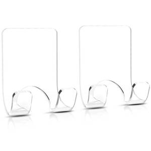 lot 16493 image: VISV Shower Wall Razor Holder, Acrylic Adhesive Razor Hooks for His and Hers, Waterproof, Clear, 2 Pcs