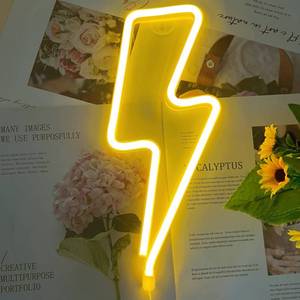 lot 16494 image: Neon Signs Lightning Bolt Neon Light Sign for Wall Decor, Battery or USB Powered Led Lightning Light Neon Sign for Bedroom, Kids Room, Birthday, Party, Wedding, Home,Kids Decorations Yellow