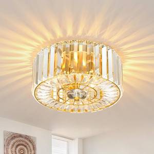 lot 17167 image: pasentel Gold Crystal Ceiling Light, 11.8 Semi Flush Mount Ceiling Light, 2-Lights Hallway Lighting Fixtures Crystal Chandelier Gold Bedroom Chandelier for Entryway Bathroom Foyer, E26 Socket