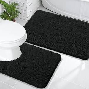 lot 17208 image: OLANLY Bathroom Rugs Sets 2 Piece, Soft Absorbent Chenille Bath Mats and U-Shaped Contour Toilet Mat Area Rug Set, Machine Washable Bath Carpet, Home Decor Accessories(36x2424x20, Black)