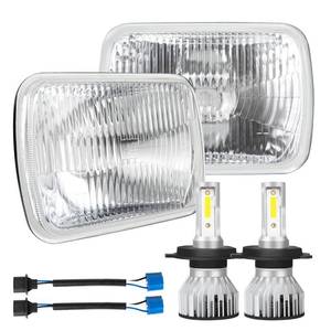 lot 17215 image: IHNZCB 7X6 Inch H6054 Glass Square Headlight Housing  H49003 High Low Beam Bulbs for Cars,Truck and Van,Halogen Sealed High Low Dual Beam,OEM Style Original Classic Look Conversion Assembly Pair Kit