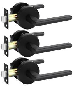 lot 17218 image: goldenwarm Black Closet Door Handles Interior, Matte Black Passage Interior Door Handles, Heavy Duty Zinc Alloy Indoor Door Levers for Closets and Hall, (3 Pack)