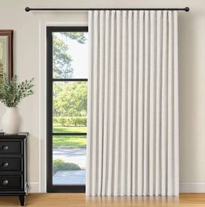 lot 17233 image: INOVADAY Thermal Sliding Door Curtains 100% Blackout Curtains for Bedroom, Sliding Glass Door Drapes Extra Wide for Patio Linen Textured Farmhouse Window Treatment, Beige, 1 Panel, W100xL84
