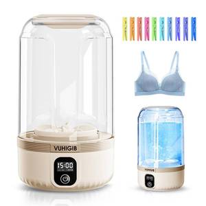 lot 17236 image: Portable Washing Machine, 7000mAh Rechargeable Wireless Washer with 10 PCS Clothespins Deep Cleans Baby Clothes Underwear Socks Delicates 1.5L Mini Washer for Travel Camping Dorm RV Apartment (Khaki)