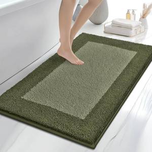 lot 17239 image: anllugs Bathroom Rugs 30 x 46, Non-Slip Extra Soft Absorbent Bath Rugs, Machine Washable Quick Dry Bath Mats for Bathroom Floor, Shower, Bathtub and Sink, Olive Green & Green