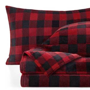 lot 17248 image: BEDELITE Flannel Sheets Queen Size Bed Set, Luxury Red and Black Plaid Christmas Bedding Set, Super Soft & Warm Fuzzy Fleece Sheets 4 Piece(Include Fitted Sheet, Flat Sheet, 2 Pillowcases)