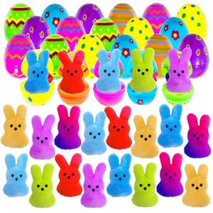 lot 18268 image: Cherislpy 24 Pcs PreFilled Easter Eggs with Plush Bunny Toys Animals Keychain Decoration Stuffed Toy Great for Kids Boys Girls Toddler Easter Basket Stuffers Egg Fillers