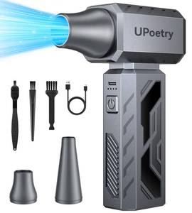 lot 18280 image: Compressed Air Duster, 130000RPM Electric Air Duster Brushless Motor with Stepless Speed Adjustable, Rechargeable Fast Charging Cordless Mini Air Blower for PC, Keyboard, Car, Home & Outdoor (Grey)